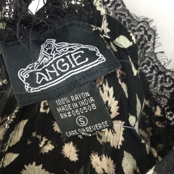 Angie Womens V-Neck Lace Spaghetti Strap Floral Midi Dress Black Size Small - Picture 8 of 9